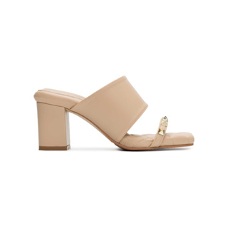 SHU PALETTE SOFT 2.5" DOUBLE SQUARE ROCKSTUDS HEELED SANDALS - NUDE