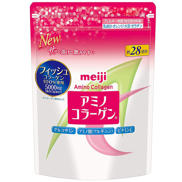 Meiji Amino Collagen 5000mg ทานได้ 30 วัน (214g) exp 11/2021,10/2021
