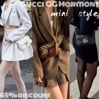 Gucci  GG Marmont super mini กระเป๋าถือ/กระเป๋าถือ/กระเป๋าสะพายข้าง/กระเป๋าสะพายโซ่