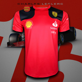 เสื้อยืดคอกลม F1 เสื้อยืดฟอร์มูล่าวัน ทีม ซานตานเดอร์ #FM0066 รุ่น Charles Leclerc#16 พิมพ์ทั้งตัว ไซส์ S-5XL