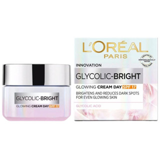 LOreal Glycolic Bright Glowing Cream Day SPF17 15ml. เพื่อผิวดูโกลว์และกระจ่างใสขึ้น