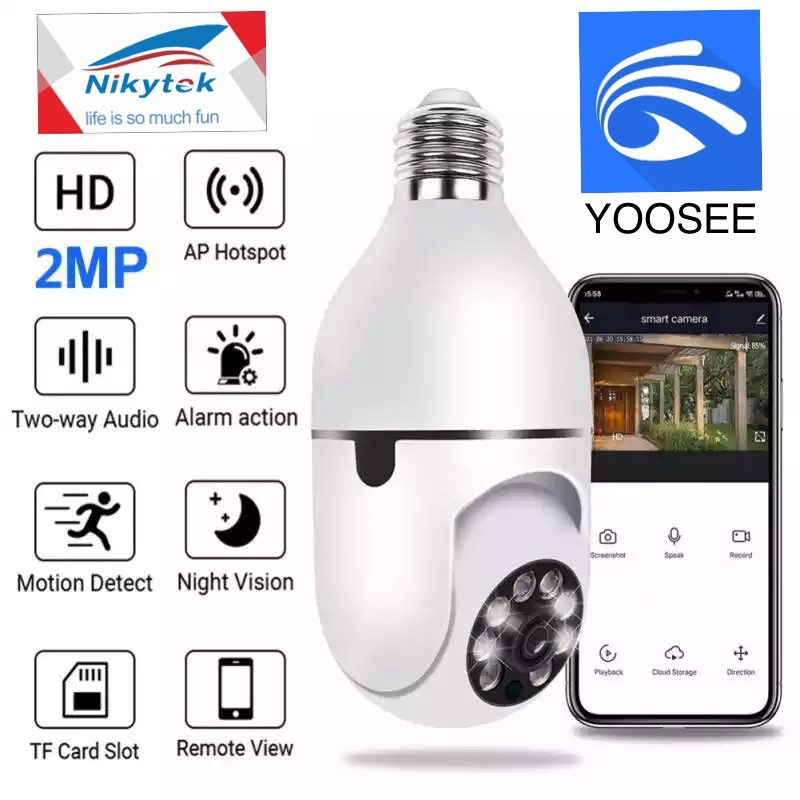 กล้องหลอดไฟ （YOOSEE D12A ）กล้องวงจรปิด ip camera indoor เชื่อมต่อไวไฟสัญญาณดี 2ล้านพิกเซล ดูผ่านมือถ