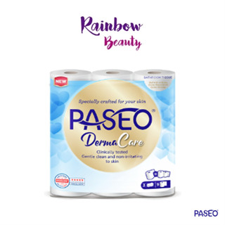 ทิชชู่ม้วน Paseo Derma Care จำนวน 6 ม้วน ยี่ห้อ พาซิโอ เดอร์ มาแคร์ ความยาวสุทธิ 114 เมตร หนา 3 ชั้น  ทิชชู่