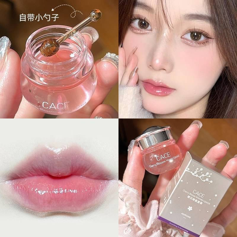 💄 Cace ลิปสติก ลิปมาร์คน้ําผึ้ง ดอกซากุระ  ให้ความชุ่มชื้น ซ่อมแซมริมฝีปากแตก สีชมพู