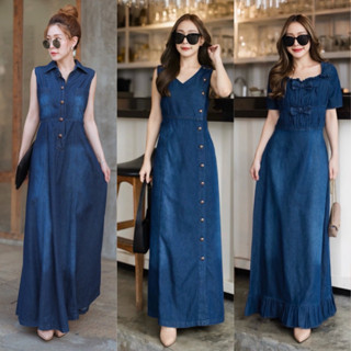 Favorite clothing Maxidress เดรสยีนส์ แต่งดีเทล​ CARDIGAN_NISTA