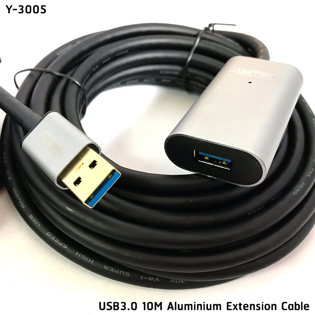 Y-3005 Unitek Aluminium Extension USB3.0 Cable 10m สายต่อยาว USB3.0 พร้อมวงจรขยายสัญญาณในตัว ใช้งานไ