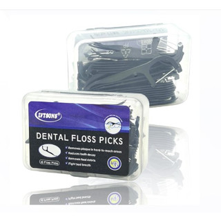 Lvtsons dental floss picks ไหมขัดขัดแคะทำความสะอาดซอกฟันชาโคล -1 กล่องบรรจุ 45 ชิ้น