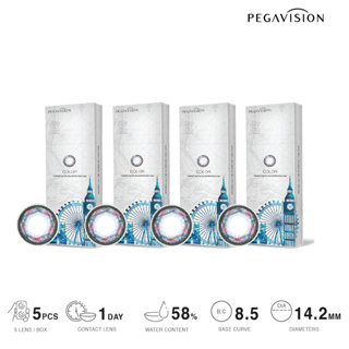 คอนแทคเลนส์สี รายวัน PEGAVISION รุ่น Travel Light สี Blue (set 4 กล่อง/20 เลนส์)