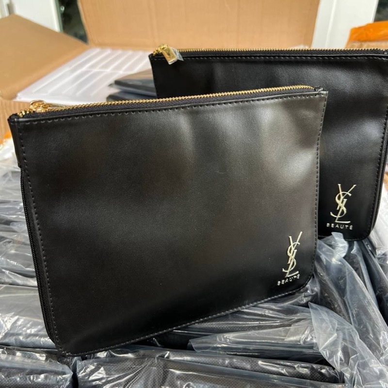 💯ของแท้💯 YSL Beaute Babycat Pleat Pouch Bag  กระเป๋า 2 ซิป