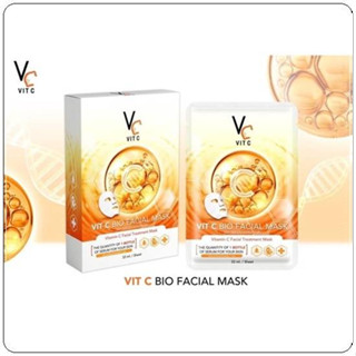 1กล่อง6ซองแผ่นมาร์คหน้า VCน้องฉัตร Vit c bio facial mask 1 กล่องมี 6 แผ่น รัชชา วิตซีไบโอ เฟเชียล มาส์ก