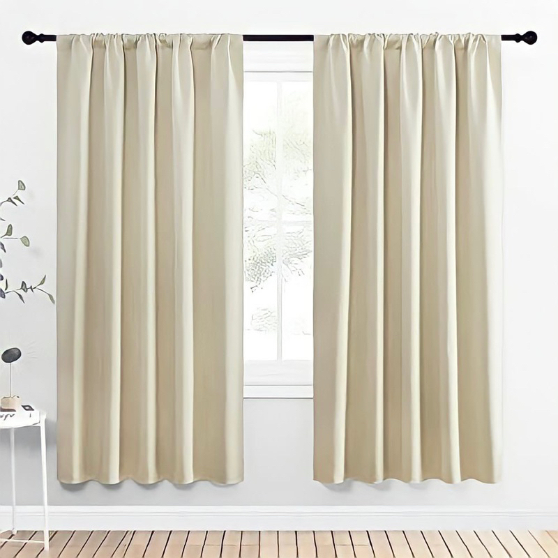 แนะนำ ผ้าม่าน ผ้าม่านกันแสงแดดUV 90% (สีครีมลายเรียบ) ผ้าม่านหน้าต่าง ผ้าม่านประตู (ผ้าม่านสอดราง) สไตล์มินิมอล (พร้อมส่งจากไทย) ราคาพิเศษ มีเก็บเงินปลายทาง