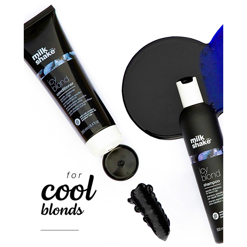 MILK SHAKE ICY BLOND 250 300 1000 ML.แชมพู และ ครีมนวดผม ทำสีบลอนด์สว่าง สีบลอนด์แพลทินั่ม ลดเหลือง ส้ม ในเส้นผม
