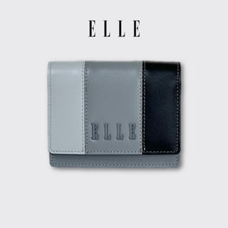 ELLE BAG | COLLECTION GRADIENT กระเป๋าใส่นามบัตรและธนบัตรหนังวัวแท้ ใส่การ์ดได้ทั้งหมด 9 ช่อง สีดำ | EWA151C2202NLBL
