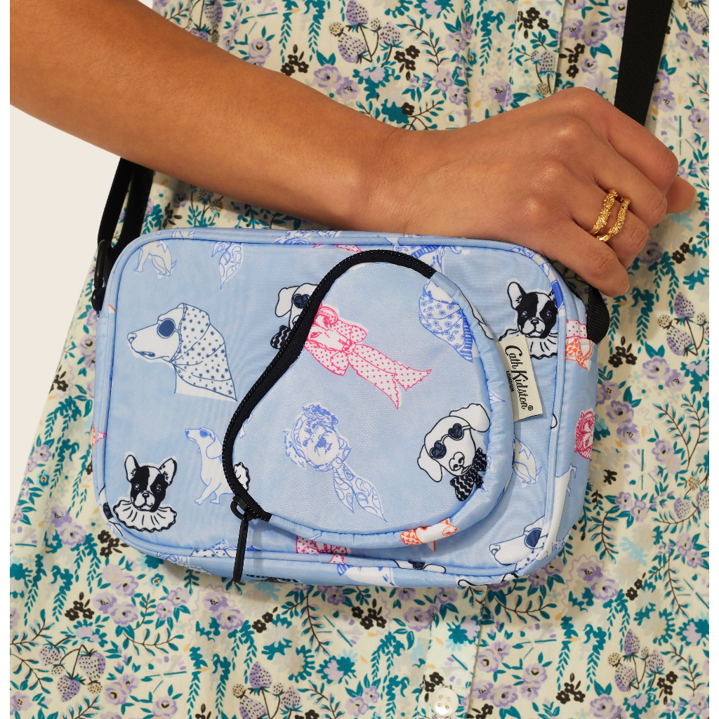 Cath Kidston Foldaway Heart Cross Body Glamorous Dogs Blue - รูปที่ 5