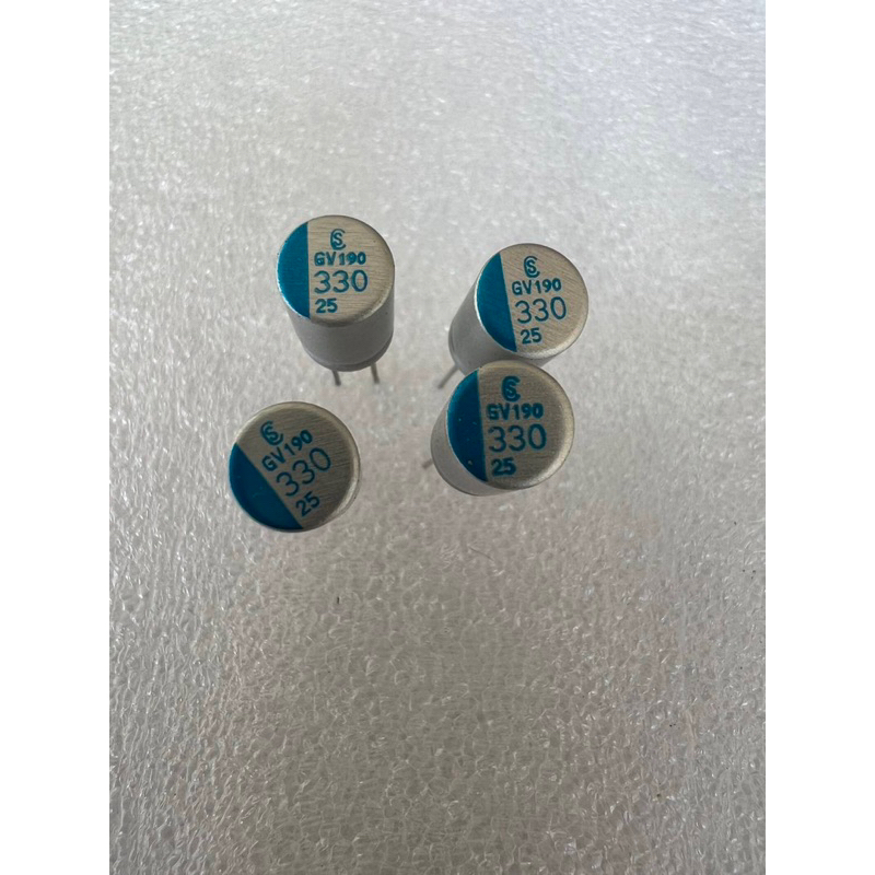 คาปาซิเตอร์  330UF 25V  C330UF 25V  C330UF 25V ขนาด8x12mm.แถบสีฟ้าใหม่แกะกล่อง C330UF 25V (10ชิ้น) 3