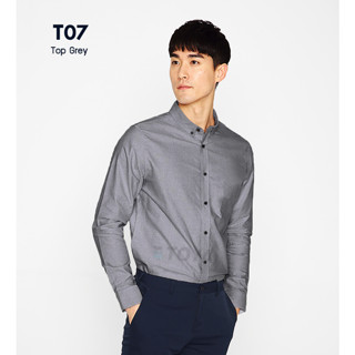 เสื้อเชิ้ตแขนยาวผู้ชาย เสื้อเชิ้ตผู้ชาย  ผ้า Oxford พรีเมี่ยม ทรงเข้ารูป Slim-Fit