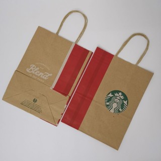 ถุงกระดาษ Starbucks 2 ใบ ถุงสตาร์บัคส์ ถุงกระดาษน้ำตาล  ของแท้ สภาพดีมากๆ สะอาด ใหม่