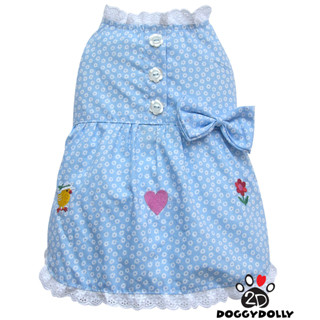 Pet clothes -Doggydolly  เสื้อผ้าแฟชั่น น้องหมาน้องแมว  สัตว์เลี้ยง ชุดกระโปรง สีฟ้าลายดอกเดซี่  D624 ขนาด1-9โล