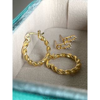 [All silver 925] hoo.stores Double Twister Hoop (18k gold plated) ต่างหูห่วงเงินแท้ s925 ท้ังชิ้น ต่างหูห่วงทอง