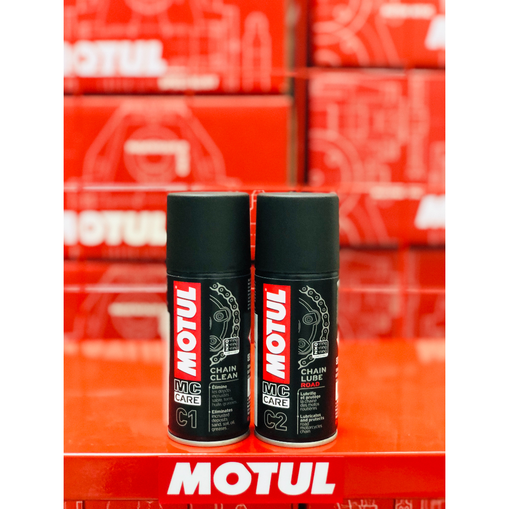 C1/C2 *รวมค่าขนส่งแล้วราคาถูกสุด สเปรย์ล้างโซ่+หล่อลื่นโซ่ มอเตอร์ไซค์ MOTUL C1/C2 150 ml.