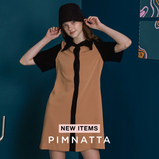 Pimnatta Tasa Dress เดรสทูโทนคอปกมีกระดุมหน้าแบรนด์ IG (สินค้าพร้อมส่ง🛒) ผ้านำเข้าใส่สบาย