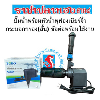 ปั๊มน้ำ+หัวน้ำพุฟองเบียร์จิ๋ว+กระบอกกรองสั้น+ข้อต่อ พร้อมใช้งาน