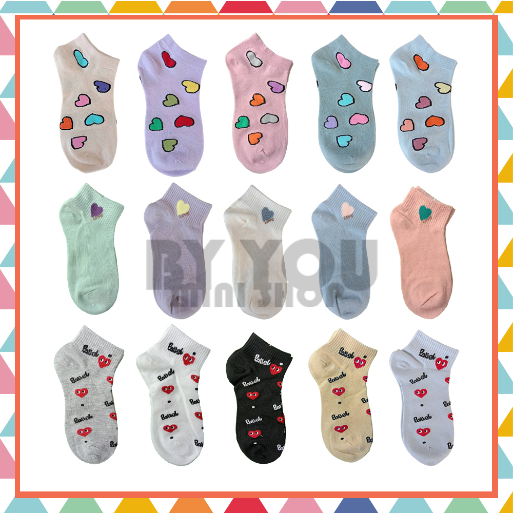 🔥ใหม่!!🔥ถุงเท้ารูปหัวใจ วาเลนไทน์ พร้อมส่ง ลายน่ารัก ถุงเท้าหัวใจ ราคาถูก