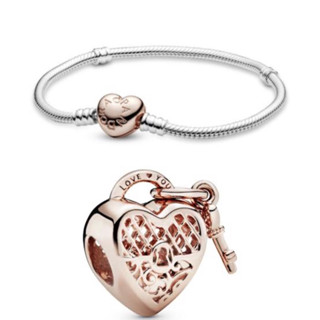 (ส่งต่อ) Silver bracelet with heart-shaped PANDORA