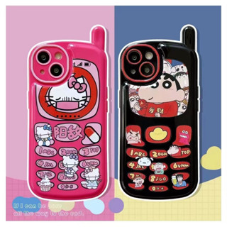 💜ส่งของขวัญ💜เคสไอโฟน 14 Pro Max 13 12 11 เคส for เคสไอโฟน11 การ์ตูน Kitty กระจกเงา โทรศัพท์ปุ่มกด พกง่ายๆ Case