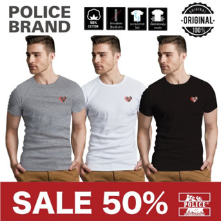 Police Bodysize  เสื้อยืดคอกลม ทรง Slim fit พอดีตัว สีขาว,ดำ,เทา, ใส่ได้ทั้งผุ้ชาย/ผู้หญิง (รหัส : F575,B383,X116)