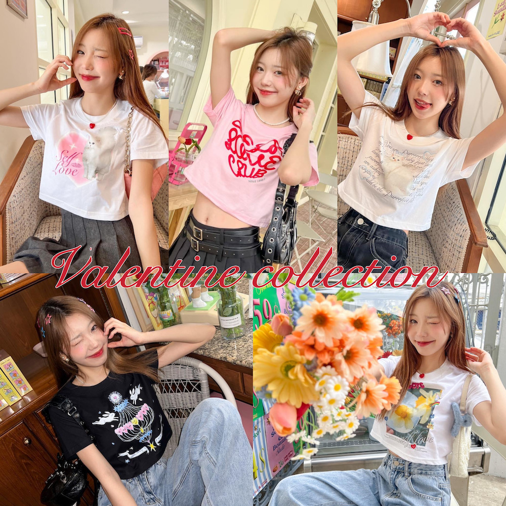 พร้อมส่ง “ baby crop“ เสื้อครอป ผ้าคอตตอน - Valentine collection