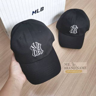 ของแท้ 💯% MLB basic unstructured Ball Cap หมวกสีดำ logo NY ⚫️⚫️