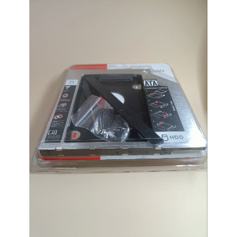 ถาดแปลงอลูมิเนียมทั้งชิ้นใส่ HDD SSD ในช่อง DVD Notebook มี3ขนาด9.0mm 9.5mm และ12.7mm