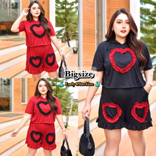 👗Plussize👗เซ็ตขาสั้นสาวอวบสาวอ้วน ลายน่ารัก🫶🏻 ไซส์ใหญ่ อก40-52”‼️พร้อมส่ง