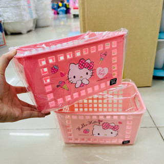 Moshi Moshi ตะกร้าเหลี่ยม ตะกร้าอเนกประสงค์ ตะกร้าเล็ก ลาย Hello Kitty ลิขสิทธิ์แท้จากค่าย Sanrio