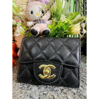 กระเป๋าสะพายหนัง Chanel mini 4”x5” สีดำ