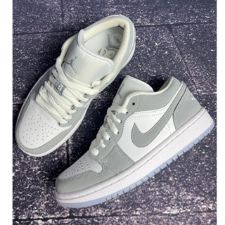 ของแท้ 100%Air Jordan 1 Low "Wolf Grey" Womens Off-White