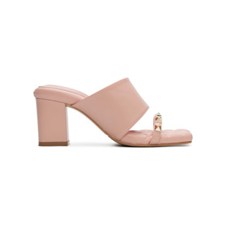 SHU PALETTE SOFT 2.5" DOUBLE SQUARE ROCKSTUDS HEELED SANDALS - PINK