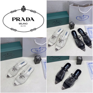 รองเท้า Prada Brushed Leather Thong Sandals