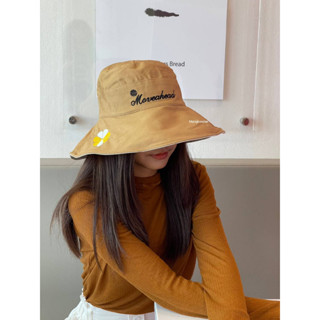 หมวกบักเก็ตปีกกว้าง ปักดอกไม้ สินค้าพร้อมส่ง D004