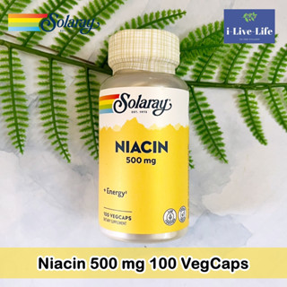 วิตามินบี 3 ไนอะซิน Niacin 500 mg 100 VegCaps - Solaray