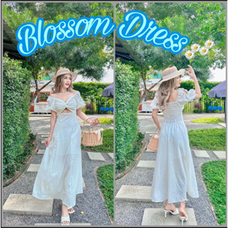 #SY23001🌼Blossom Dress🌼เดรสยาว เดรสยาวแขนตุ๊กตา เดรสปาดไหล่ เดรสโชว์ไหล่ ชุดกระโปรงยาว เดรสเจ้าหญิง เดรสทะเล เดรสคาเฟ่