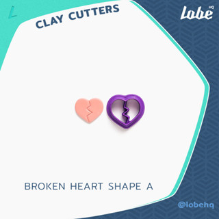 Broken Heart A Clay Cutter/ Clay Earring Cutter/ Plastic Polymer Cutter/พิมพ์กดดินโพลิเมอร์สำหรับทำต่างหูรูปทรงหัวใจ