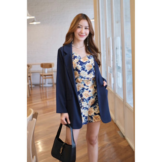 Floral Blazer Set ชุดเซ็ทสูทตัวนอก+ตัวในลายดอกไม้ +กางเกงขาสั้น