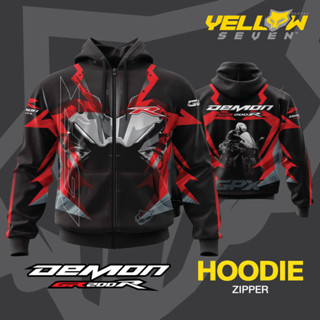 Y7 เสื้อซิ่ง GPX DEMON GR200R HOOD ฮู้ด แบบสวม แบบซิป แจ็คเก็ต Jacket พิมพ์ลาย ตรงรุ่น