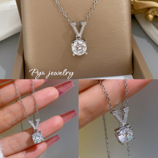 Pyn jewelry สร้อยคอพร้อมจี้เพชร น้ำ D-VVS1 เงินแท้ 92.5%