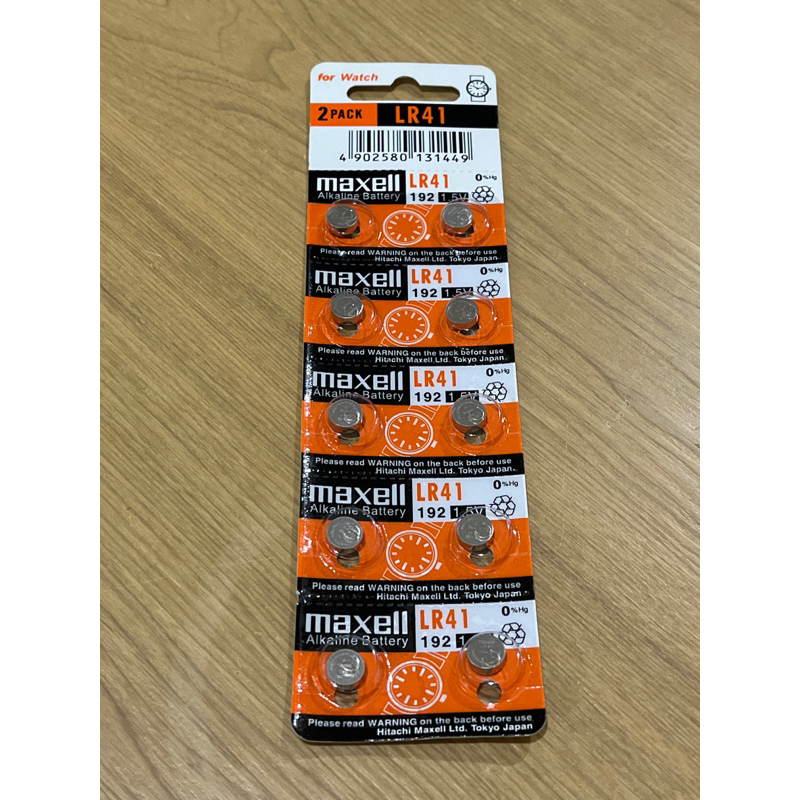 ถ่านกระดุม ยี่ห้อMaxell เบอร์LR41 ของแท้1แผงมี10เม็ด
