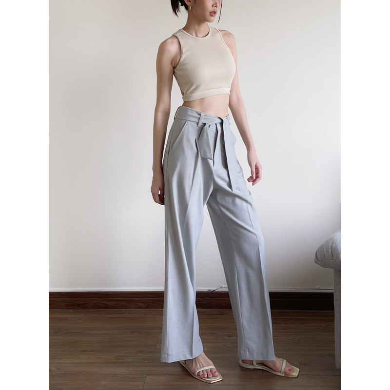 abigail pants กางเกงเอวสูง กางเกงขากระบอก ผ้านิ่ม ทรงพริ้ว ราคา ถูกที่สุด ดีลบีเคเค แกลเลอรีภาพที่ 3