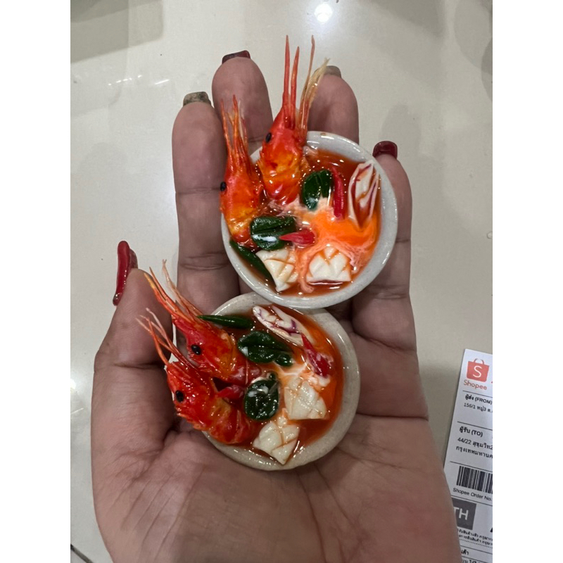 โมเดลชุดต้มยำกุ้งขนาดประมาณ3.5-4cm