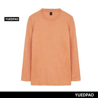 Yuedpao ยอดขาย No.1 รับประกันไม่ย้วย 2 ปี ผ้านุ่ม ยับยาก ไม่ต้องรีด เสื้อยืดเปล่า  เสื้อยืดแขนยาว สี Cantaloupe